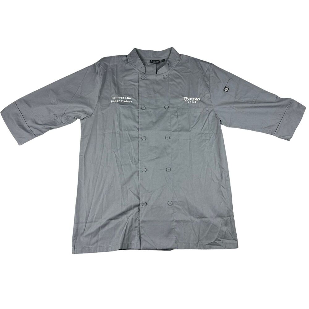Chef Works Coat Mens Large Gray Panera Bread Trainer Uniform Jacket Workwear NWT